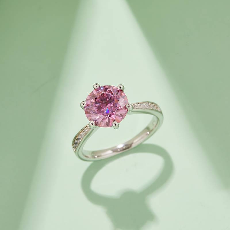 微镶灵动S925银镀白金MoissaniteWomen's Ring3.0ctD级